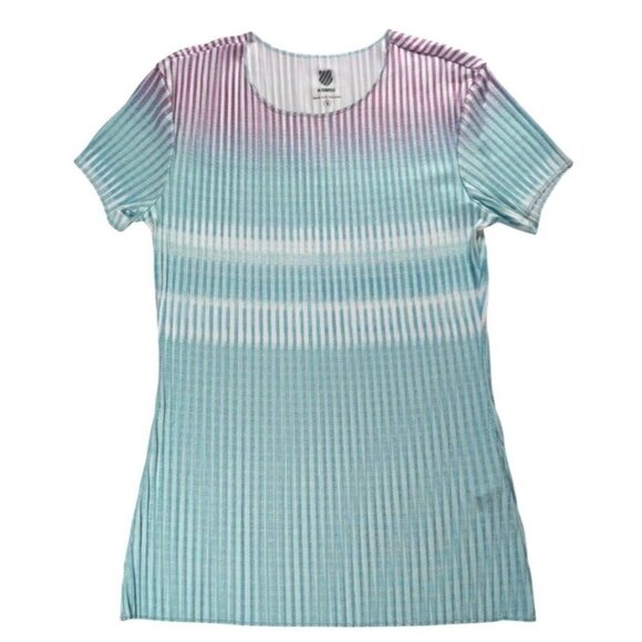K Swiss Tennis & Pickleball Set Pleated Crew Top & Flounce Skirt Ombre Coastal S - Picture 2 of 15